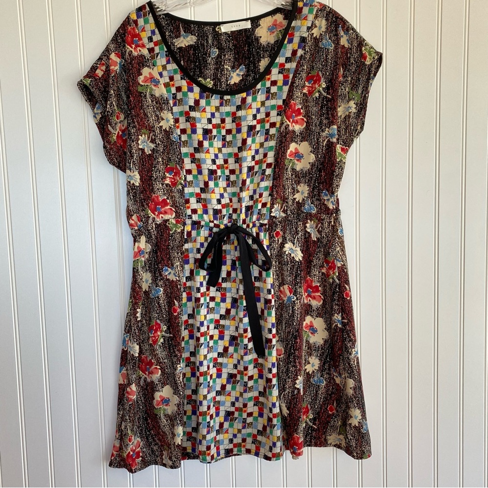 Lush multi-pattern drawstring dress SIZE SMALL